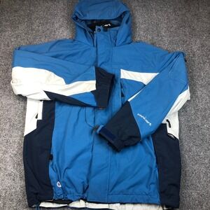 Columbia Sportswear Convert Ski Jacket Mens L Blue White Dark Blue Hooded
